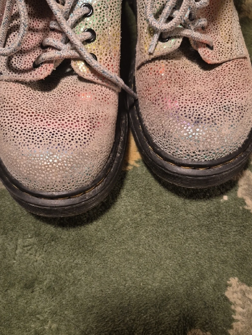 Dr. Martens Kids Glitter Lace-Up Boots in Pink and Silver